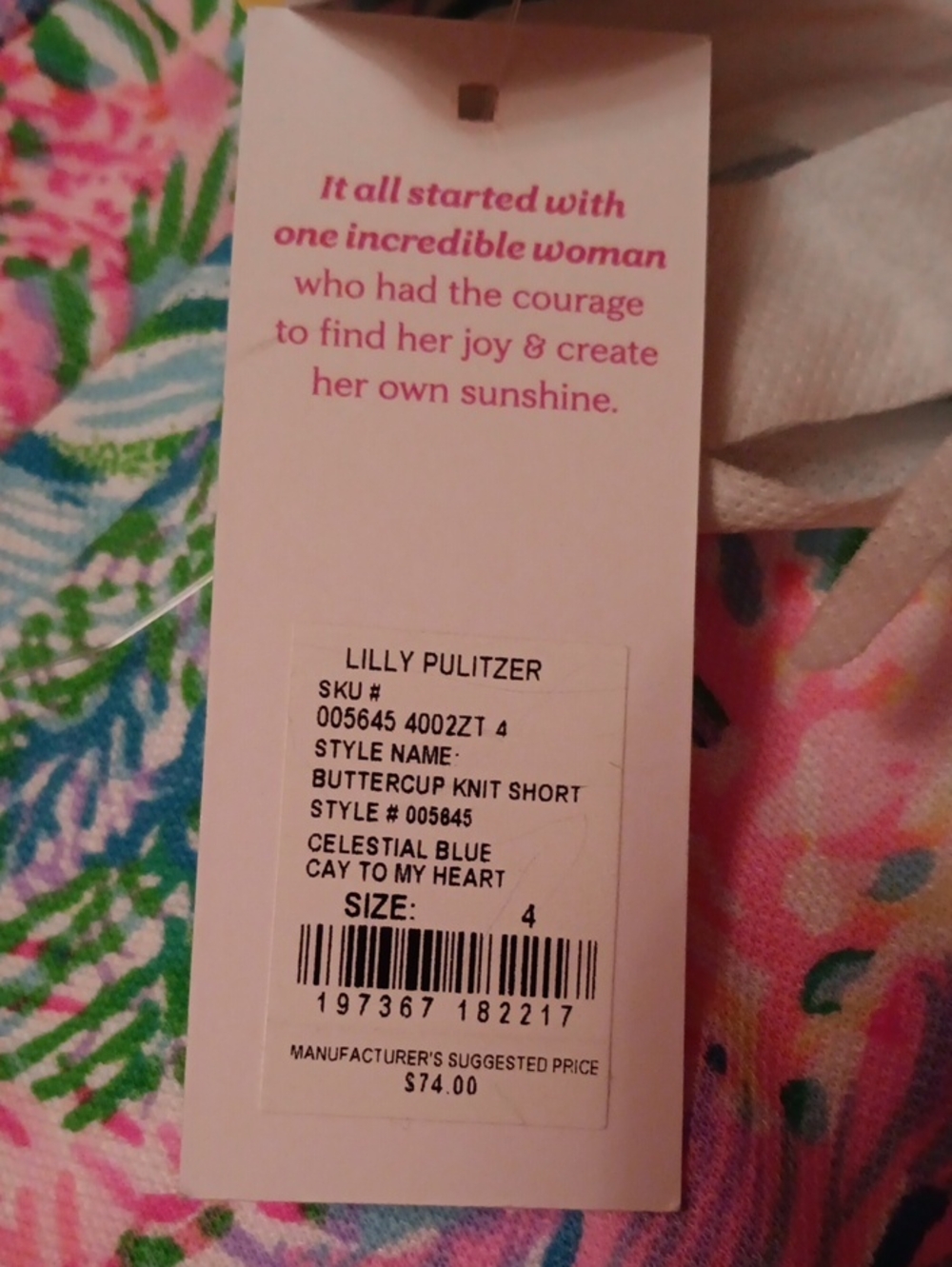 LILLY PULITZER Buttercup Knit Celestial Blue-Cay to My Heart Scalloped Hem Short - Picture 4 of 8